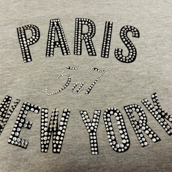 Cinq a Sept Rhinestone "Paris New York" Sweatshirt (Size XXS) - Picture 5 of 7